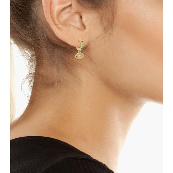 Kurt Geiger Evil Eye Crystal Huggie Hoop Earrings - Picture 4 of 5